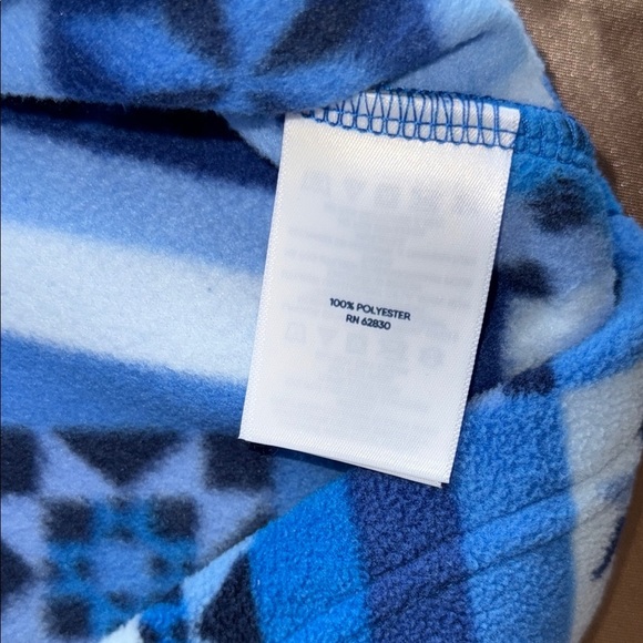 Lands End Blue Fleece Shift Dress Quilt Print 1/4 Zip Long Sleeve Pockets Sz S - Picture 10 of 11